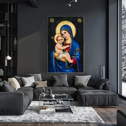 Iconic Mother Mary Holding Jesus Poster