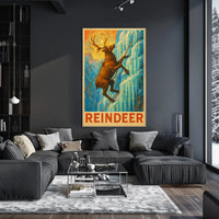 Reindeer Climbing Adventure Fantasy or Mythology Poster