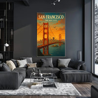 Golden Gate Bridge Vintage Travel Poster Art Print
