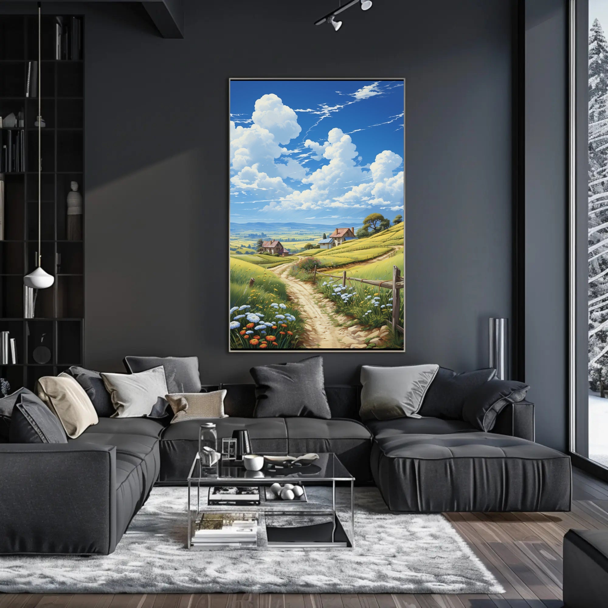 Idyllic Countryside Landscape Bright Artistic Rural Poster