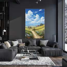 Idyllic Countryside Landscape Bright Artistic Rural Poster