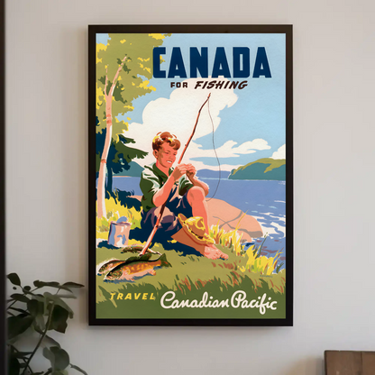 Canada for Fishing Canadian Pacific Travel Poster (1940s)