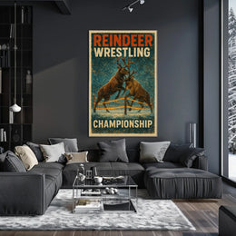 Reindeer Wrestling Championship: Bold Whimsical Sports Poster