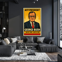 George H. W. Bush 41st President of the United States Inked Comic Style Poster