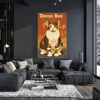 Devon Rex Cat Vintage Portrait Artwork Studio Quality Poster