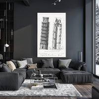Architectural Diagram of a Leaning Tower Poster PosterGoat