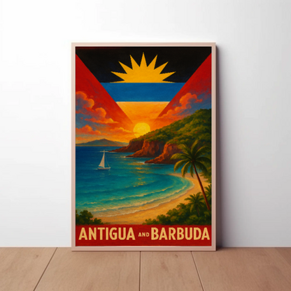 Tropical Paradise Antigua and Barbuda Travel Poster