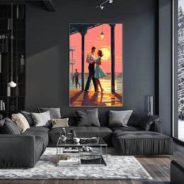 Sunset Romance on the Pier Poster