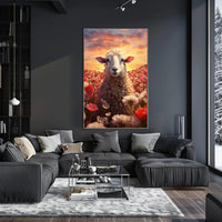 Serene Sheep At Sunset Poster PosterGoat