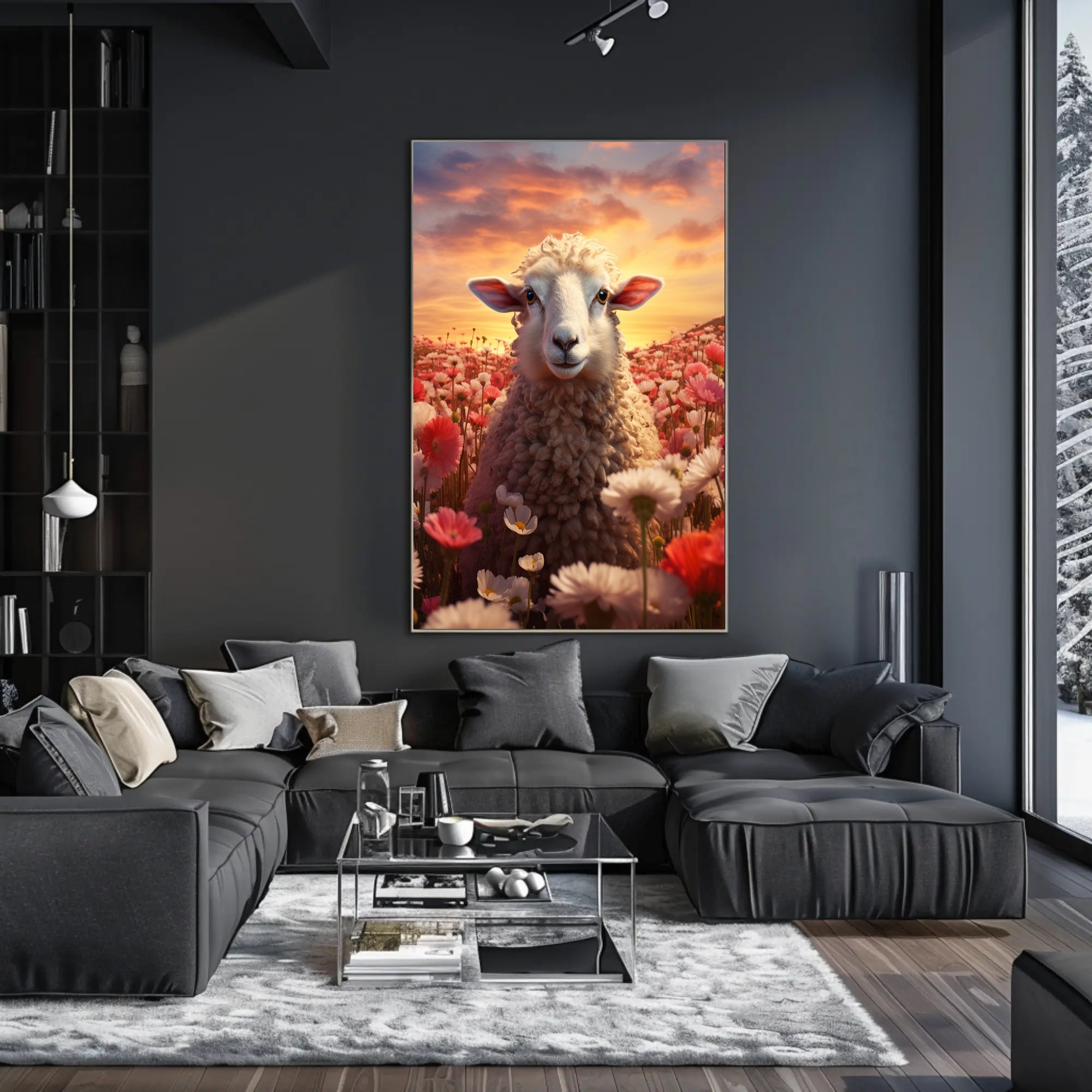 Serene Sheep At Sunset Poster PosterGoat