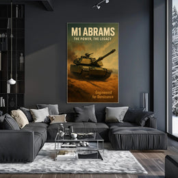 M1 Abrams Military Poster Vintage Tank Wall Art