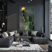 The Statue of Liberty and the American Flag Poster