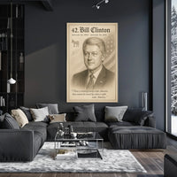 Bill Clinton 42nd President Sketch Poster Art Print PosterGoat