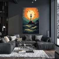 Lighthouse At Sunset Poster PosterGoat
