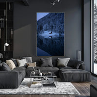 Tranquil Winter Scene with Snowy Cabin National Park Poster