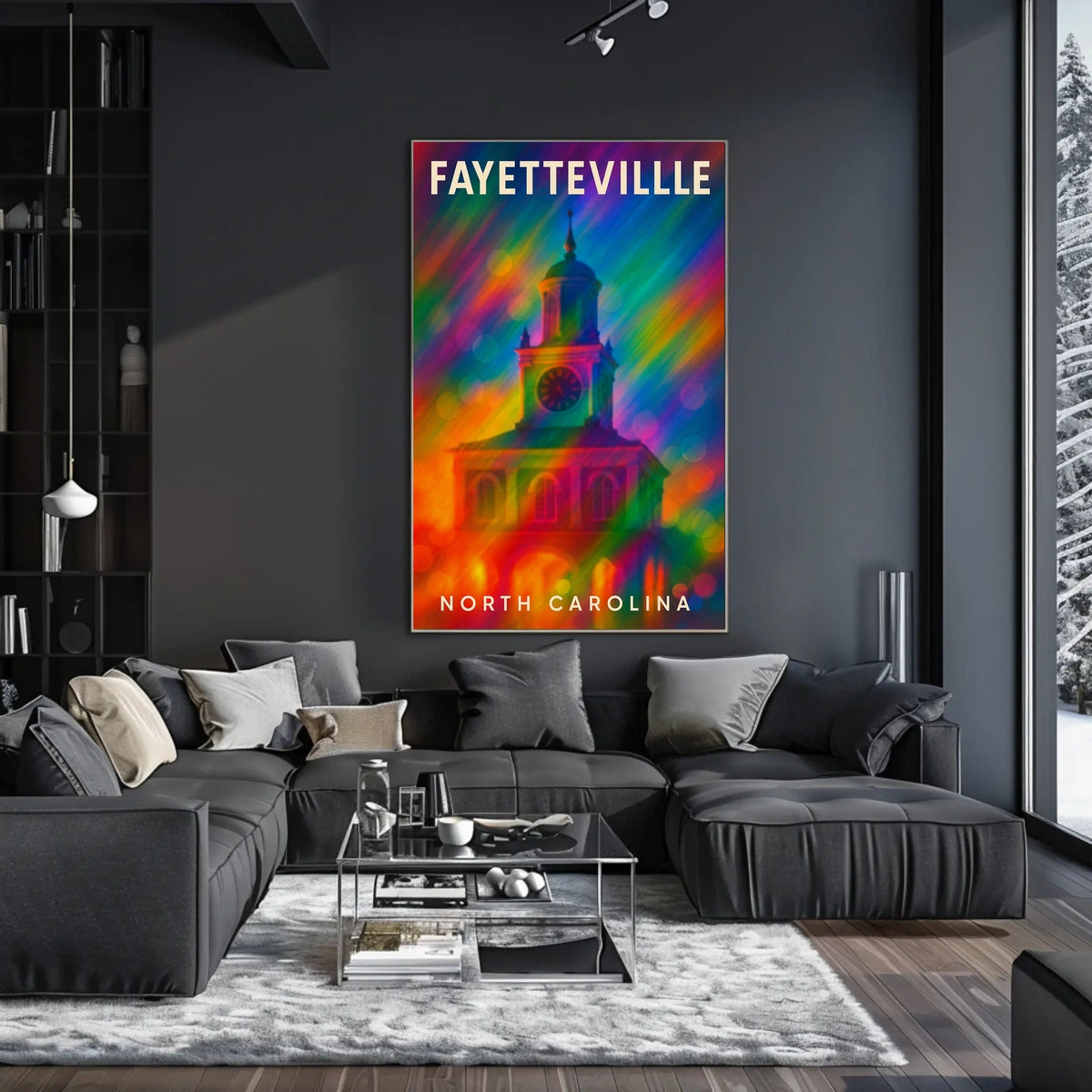 Fayetteville North Carolina Scenic Travel Art Realism Digital Painting Vibrant Heritage Souvenir Wall Decor Poster