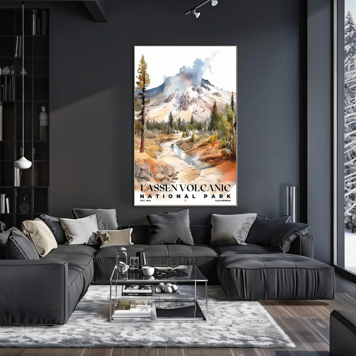 Lassen Volcanic Watercolor Wall Art Poster