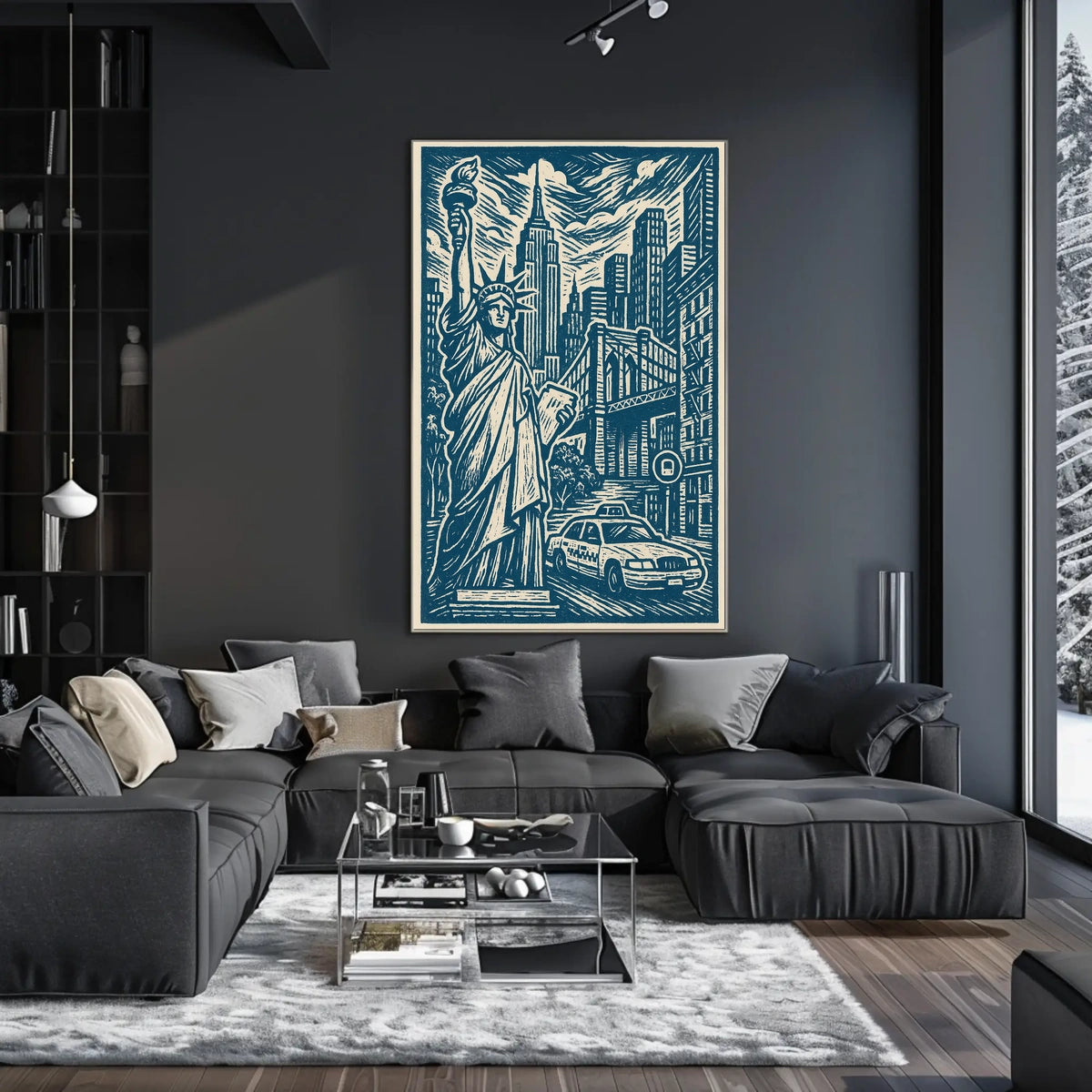 New York City Urban Landscape Poster Vintage Wall Art