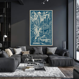 New York City Urban Landscape Poster Vintage Wall Art