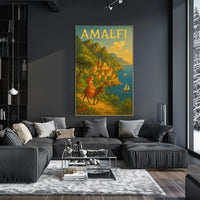 Amalfi Coast Poster Vibrant Whimsical Art For Travelers