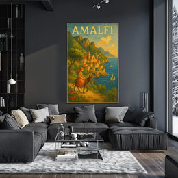 Amalfi Coast Poster Vibrant Whimsical Art For Travelers