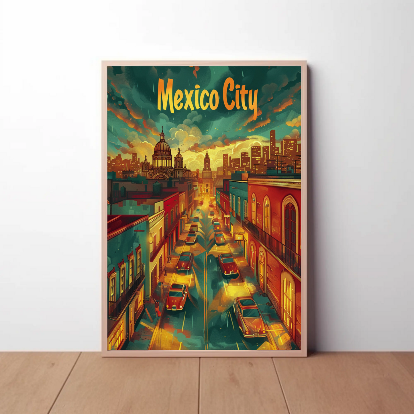 Mexico City Sunset Modern Skyline Travel Poster