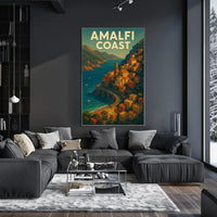 Amalfi Coast Poster 18x24 Wall Art for Coastal Decor Home