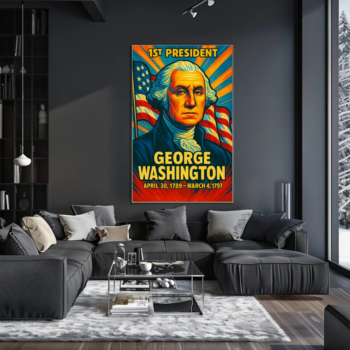 George Washington 1st President of the United States Colorful Comic Book Style Poster