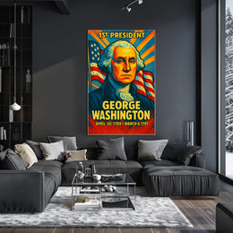 George Washington 1st President of the United States Colorful Comic Book Style Poster