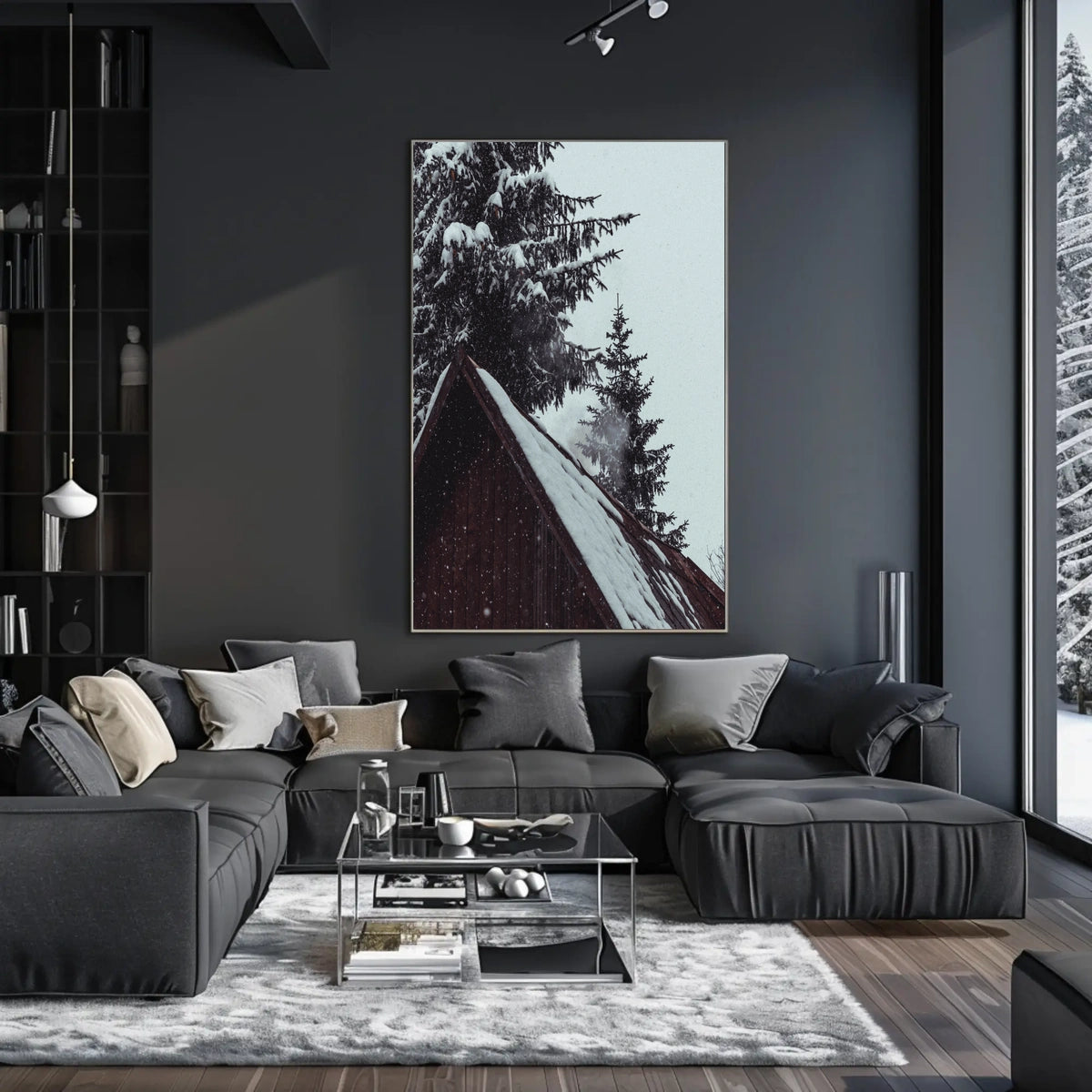 Serene Winter Cabin Scene National Park Poster