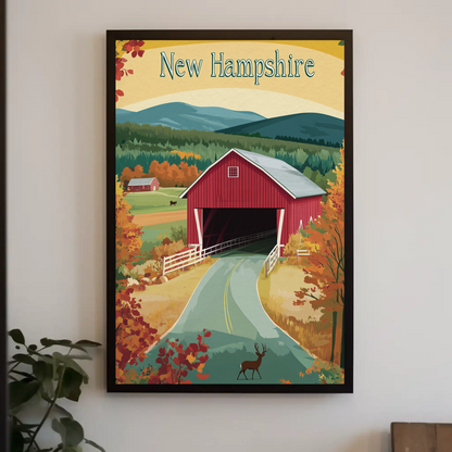 New Hampshire Countryside Vintage Poster