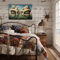 Surreal Faces in Water Abstract Artistic Poster