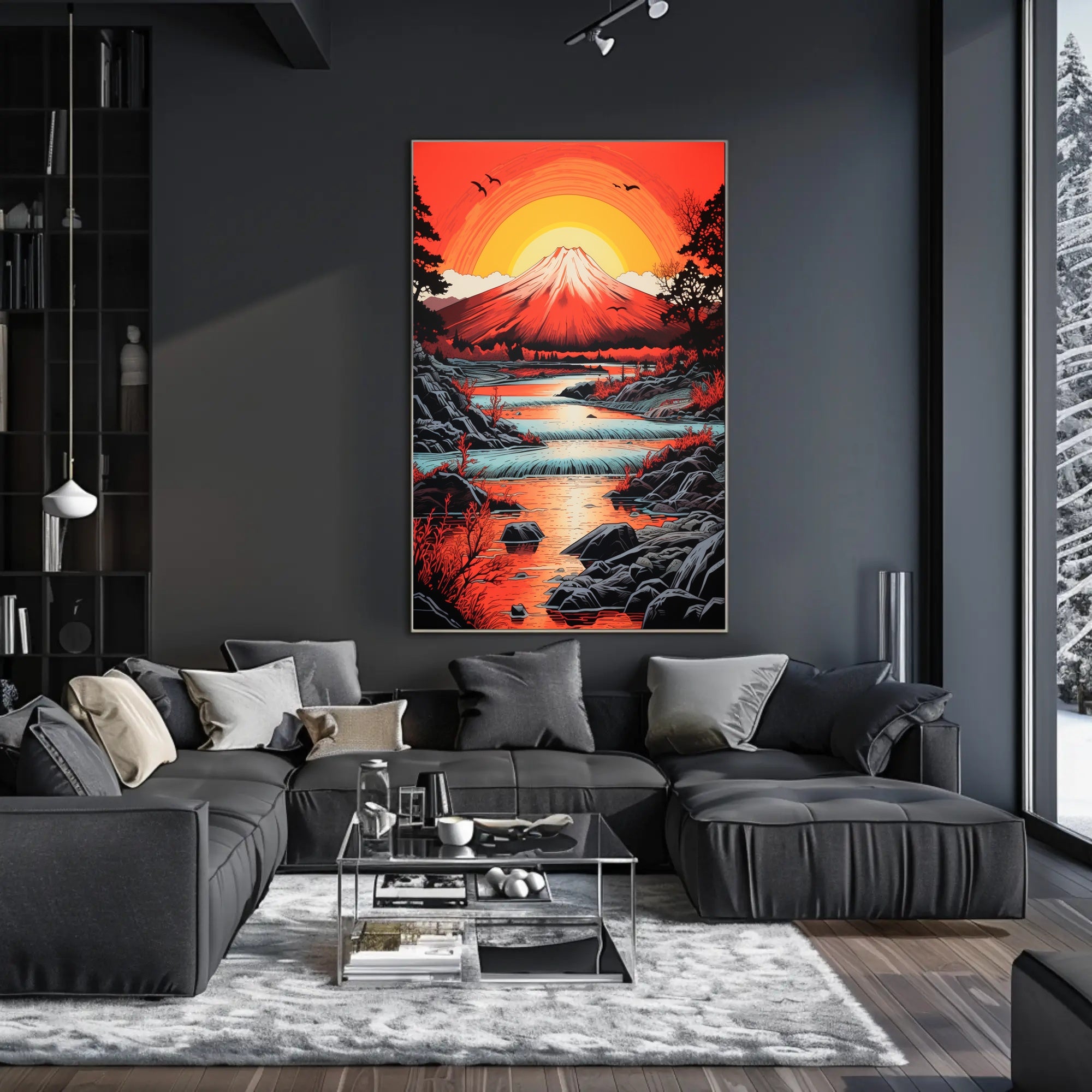 Radiant Mountain Sunset Poster PosterGoat