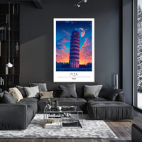 Leaning Tower of Pisa Vibrant Art Travel Poster