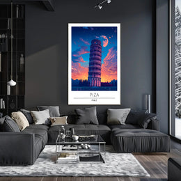 Leaning Tower of Pisa Vibrant Art Travel Poster