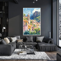 Serene Mediterranean Village Poster PosterGoat