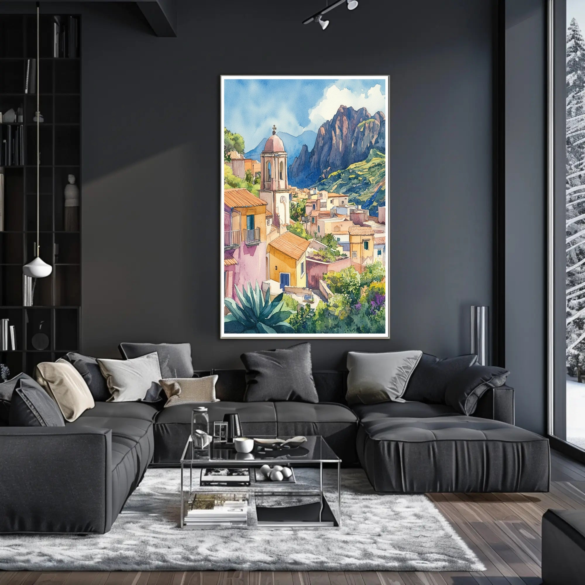 Serene Mediterranean Village Poster PosterGoat