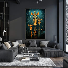 Giraffe Mosaic Surreal Art Poster: Whimsical Abstract Artistic Poster