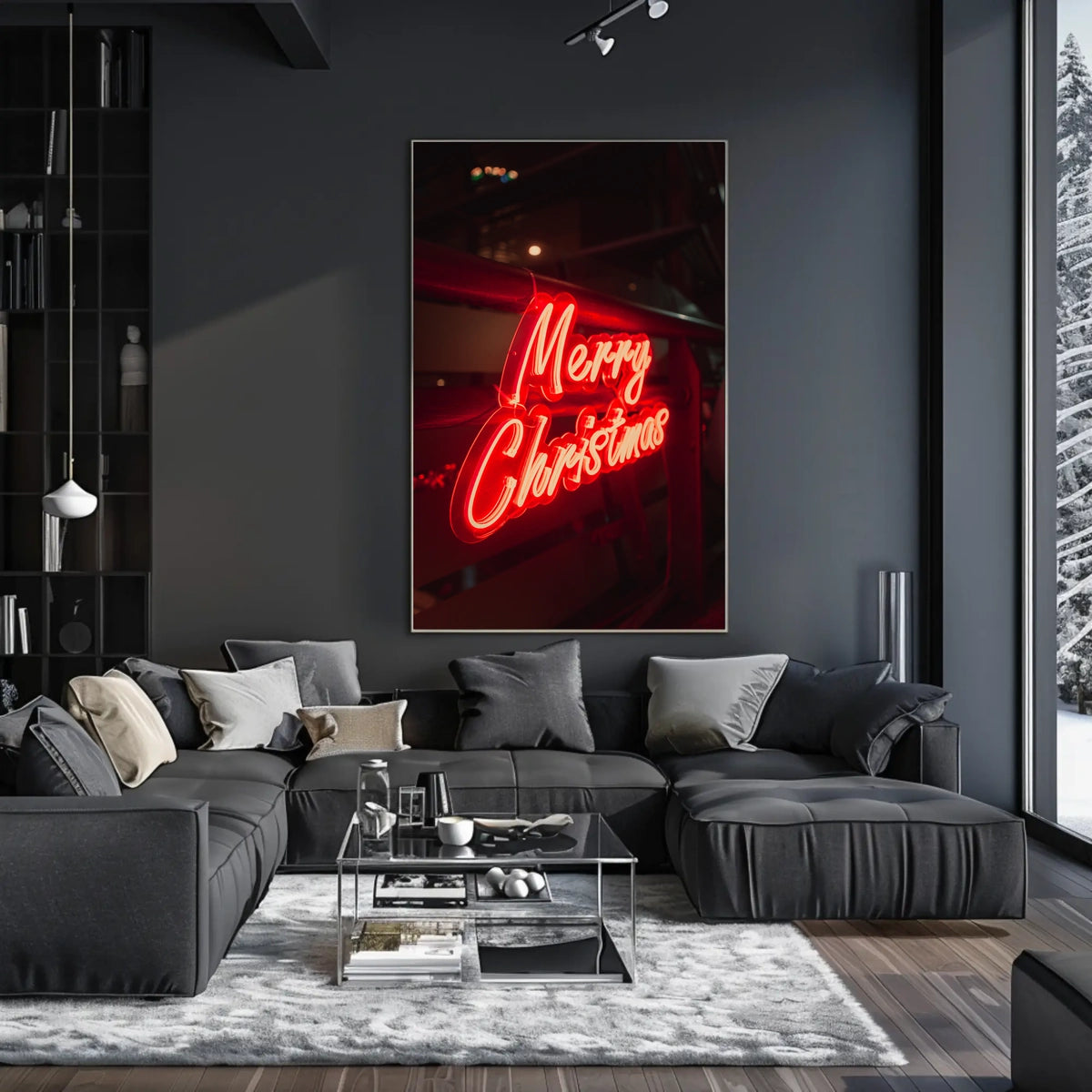 Merry Christmas Neon Glow Poster