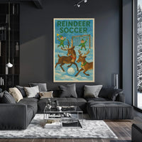 Reindeer Soccer Festive Fantasy Art Poster