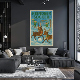 Reindeer Soccer Festive Fantasy Art Poster