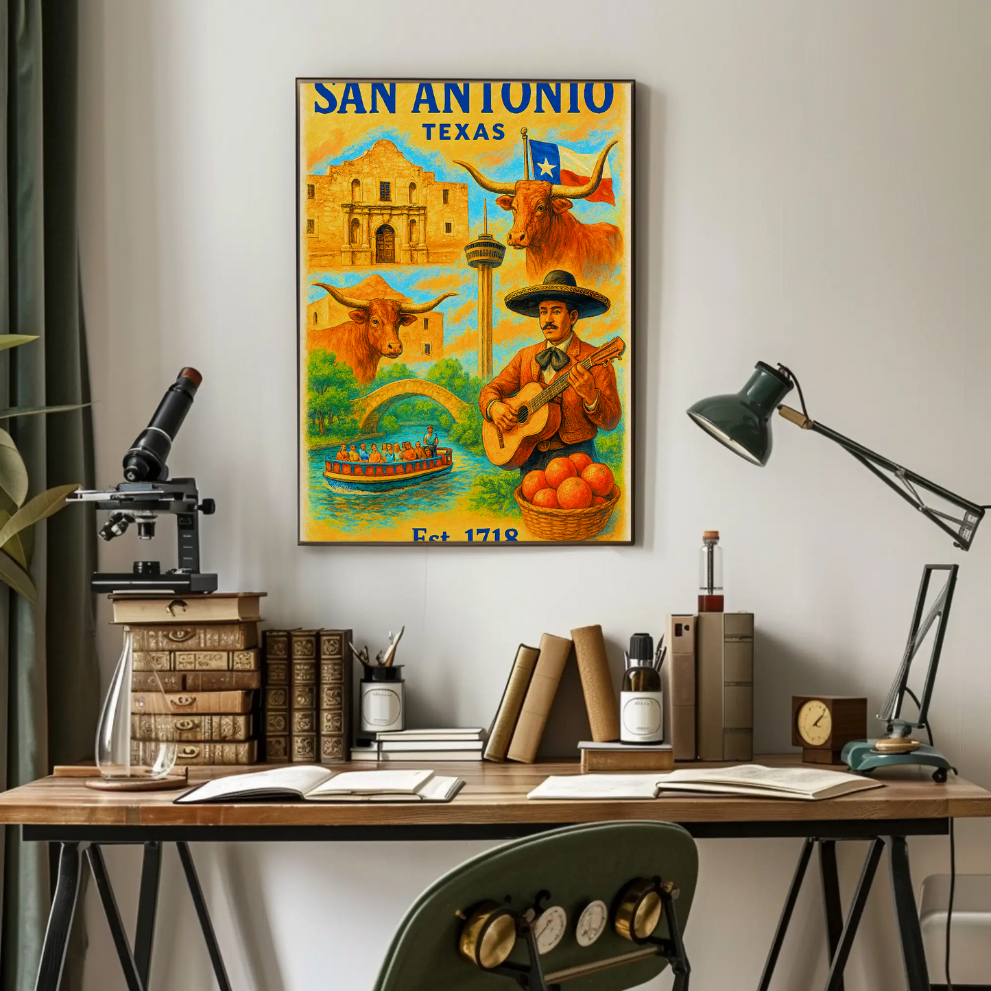 San Antonio Texas Poster With Alamo Vintage Travel Poster