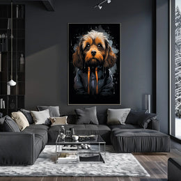 Stylized Dog Portrait: Urban Fashion Art Print