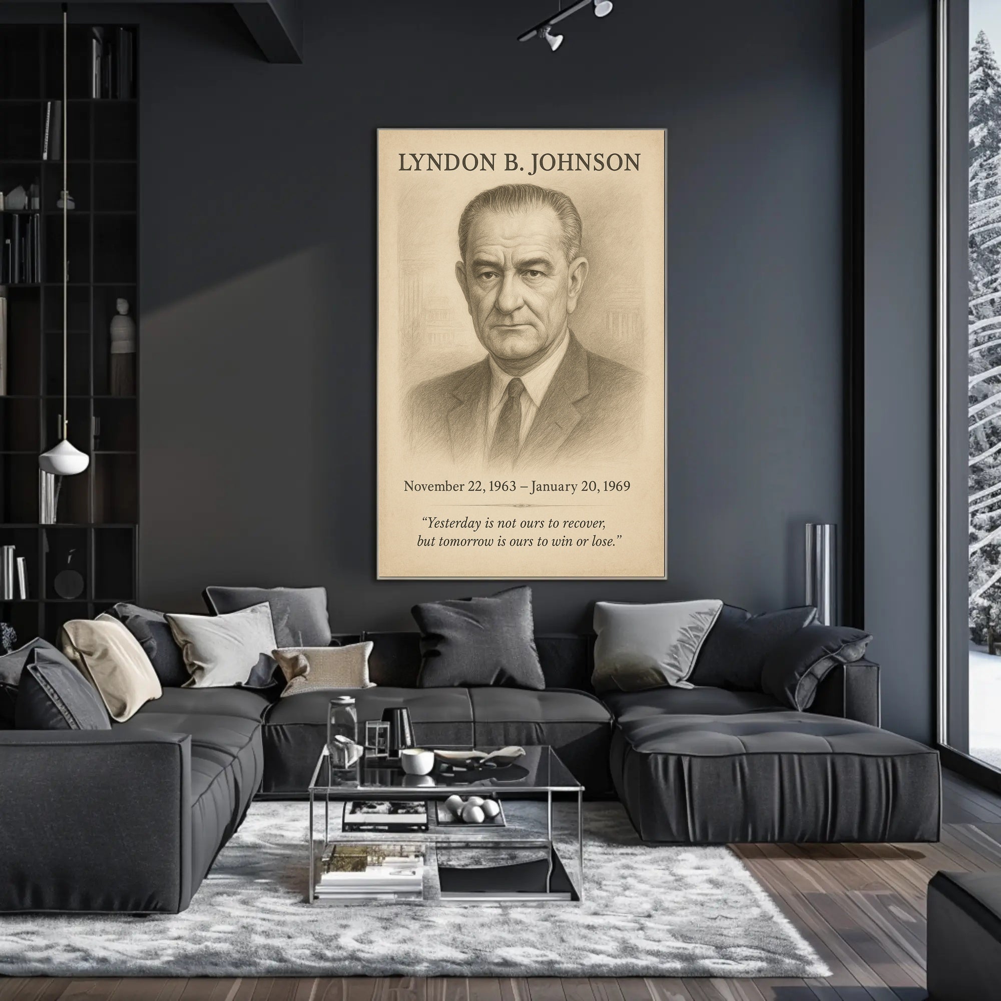 Lyndon B Johnson President Sketch Poster Art Print for Home Decor PosterGoat