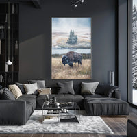 Majestic Bison In Snowfall Poster
