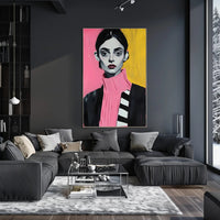 Vibrant Portrait Poster Modern Pink And Yellow Print