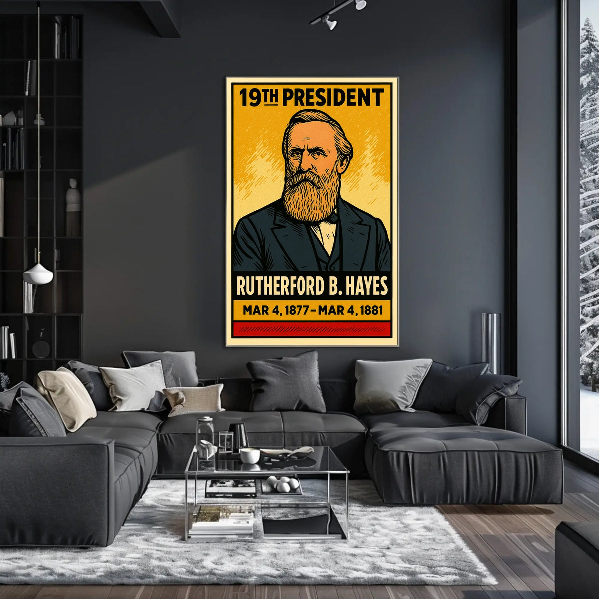 Rutherford B. Hayes 19th President of the United States Inked Comic Style Poster