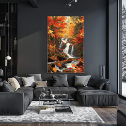 Autumn Waterfall Serenity Poster