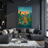 HONG KONG Cultural Fusion Vintage Art Poster