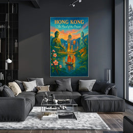 HONG KONG Cultural Fusion Vintage Art Poster